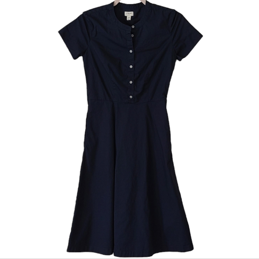 J. CREW  Factory Button-down Shirtdress Cotton Poplin Blue Style AL789 S…